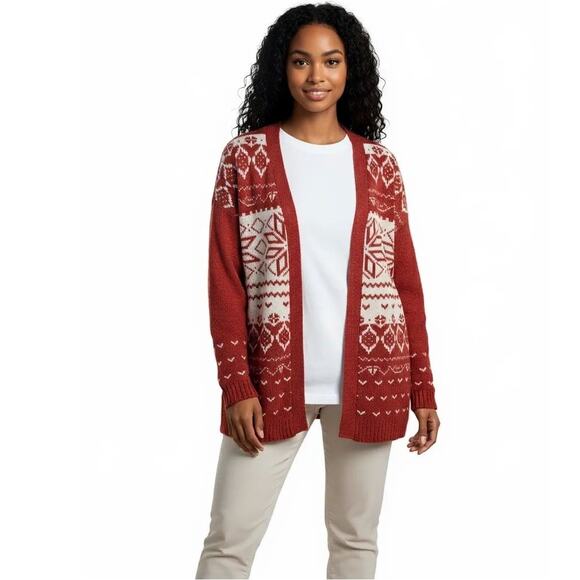 Classic Long-Sleeve Fair Isle Cardigan Size 14/16 - Picture 1 of 8